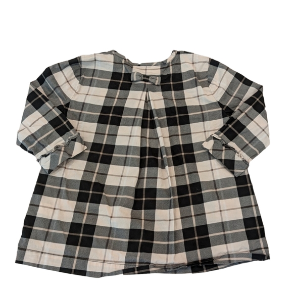 Kate Spade Cream Black Plaid Ruffle Button Popover Top Girls Size 14Y (XL) - Picture 6 of 8